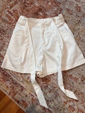 Zara White Tie-Front Shorts